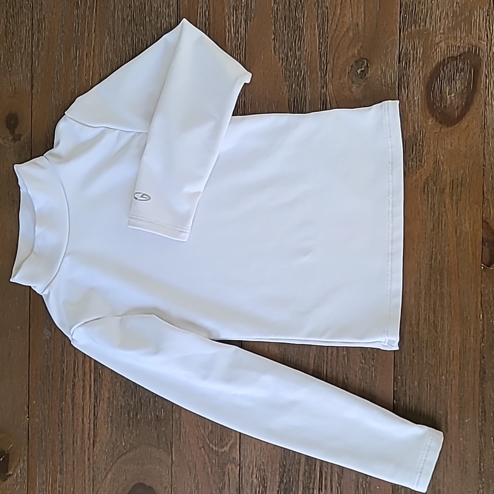 Kids Bright White Champion Base Layer Long Sleeve Half Turtleneck Shirt